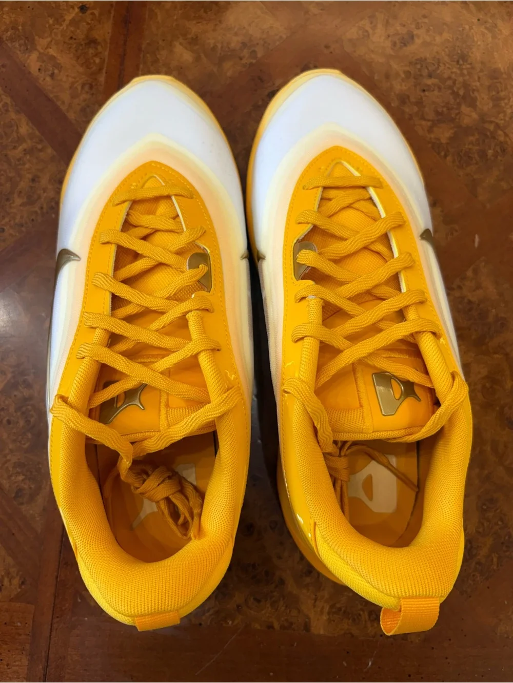 Nike Yellow, Gold and White A’One Low-Top Athletic Sneakers